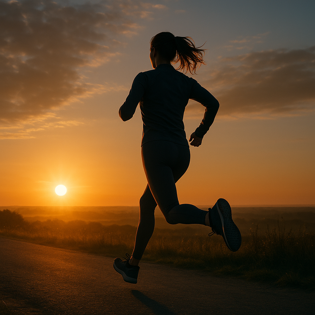Femme en train de courir portant une tenue de sport VIXXA, performance et énergie